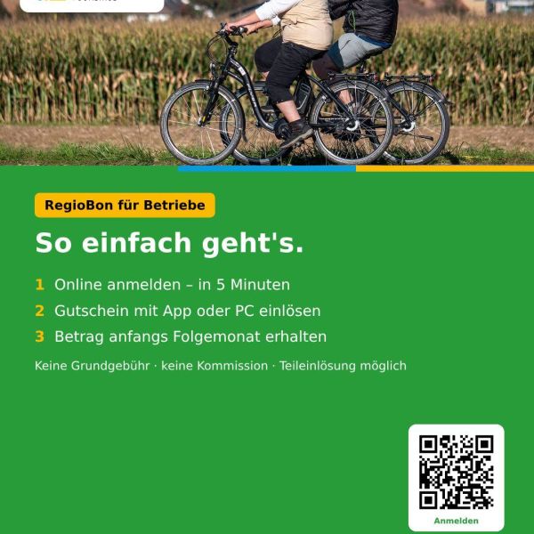So einfach werden Sie Einlösestelle.
RegioBon-Gäste bringen neue Kundschaft in Ihren Betrieb – ohne Fixkosten.
1 Anmeldung über den QR-Code im Bild oder per Mail
2 Einlösen per App oder PC
3 Auszahlung anfangs Folgemonat
info@egerkingentourismus.ch
https://www.egerkingentourismus.ch/regiobon/
#Egerkingen #RegioBon #Gäu #Gutschein #Gewerbe